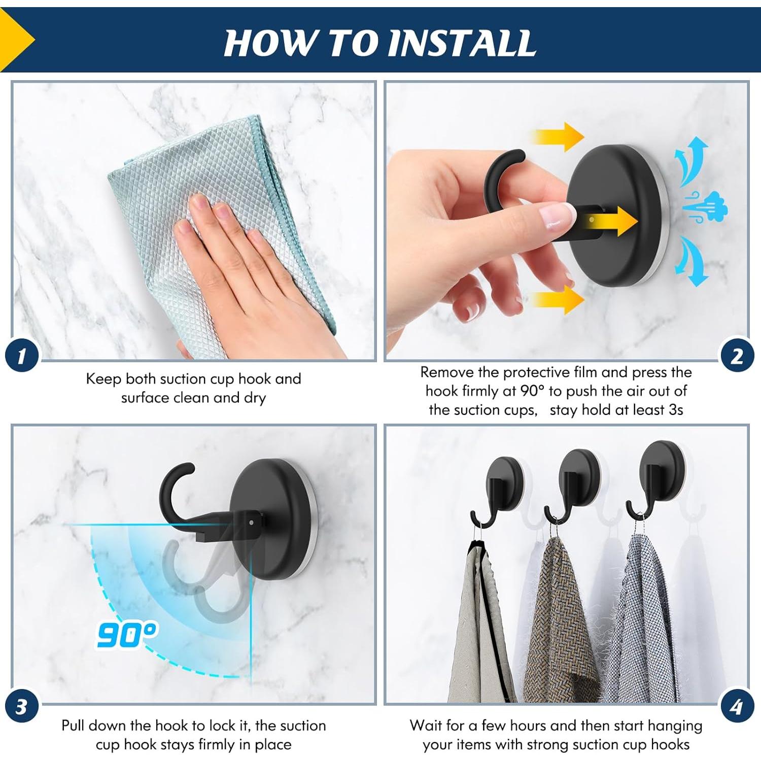 Ganchos de Ventosa para Ducha MOTAIPEAK 2PCS Negro Alta Resistencia