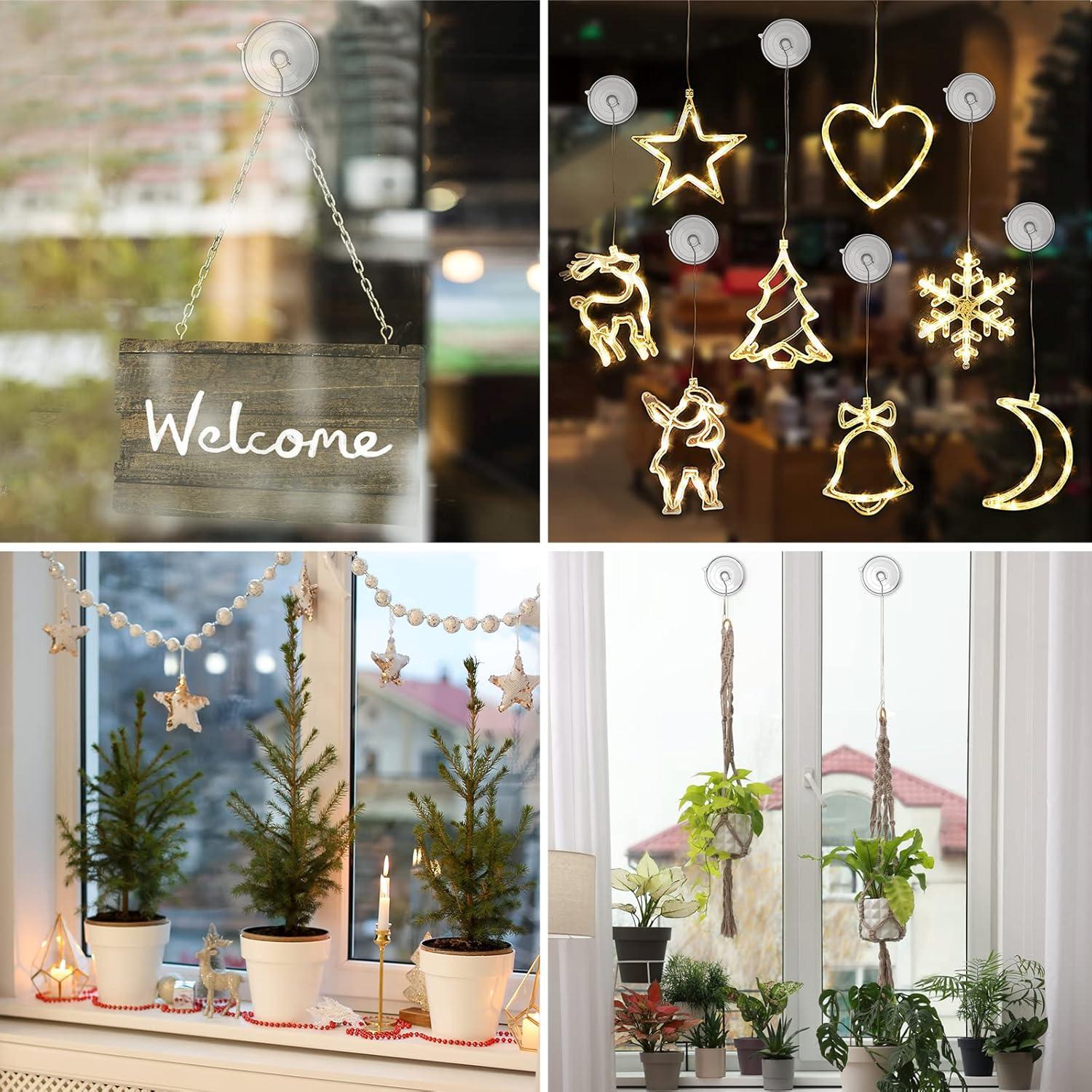 Ganchos de Ventosa RELBRO Transparentes, 10 Pcs, 4 Grandes, 4 Medianos, 2 Pequeños