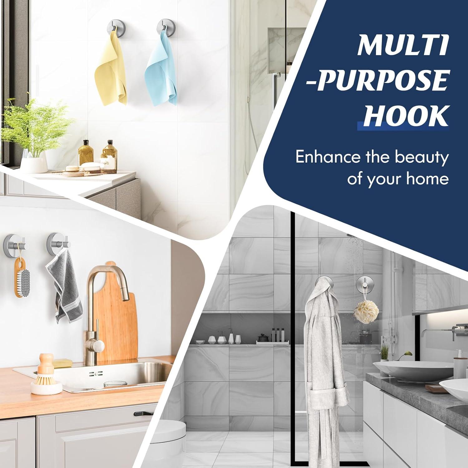 Ganchos de Ventosa Utobao para Ducha y Baño - 2 Piezas Plata