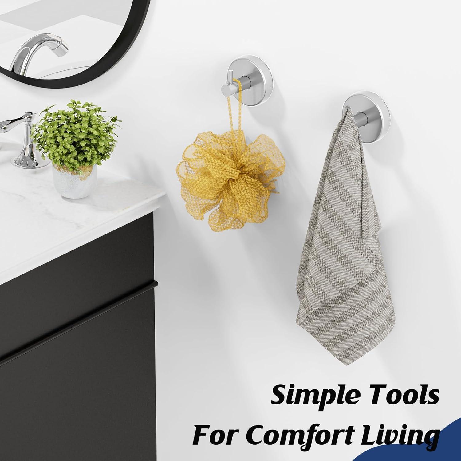 Ganchos de Ventosa Utobao para Ducha y Baño - 2 Piezas Plata