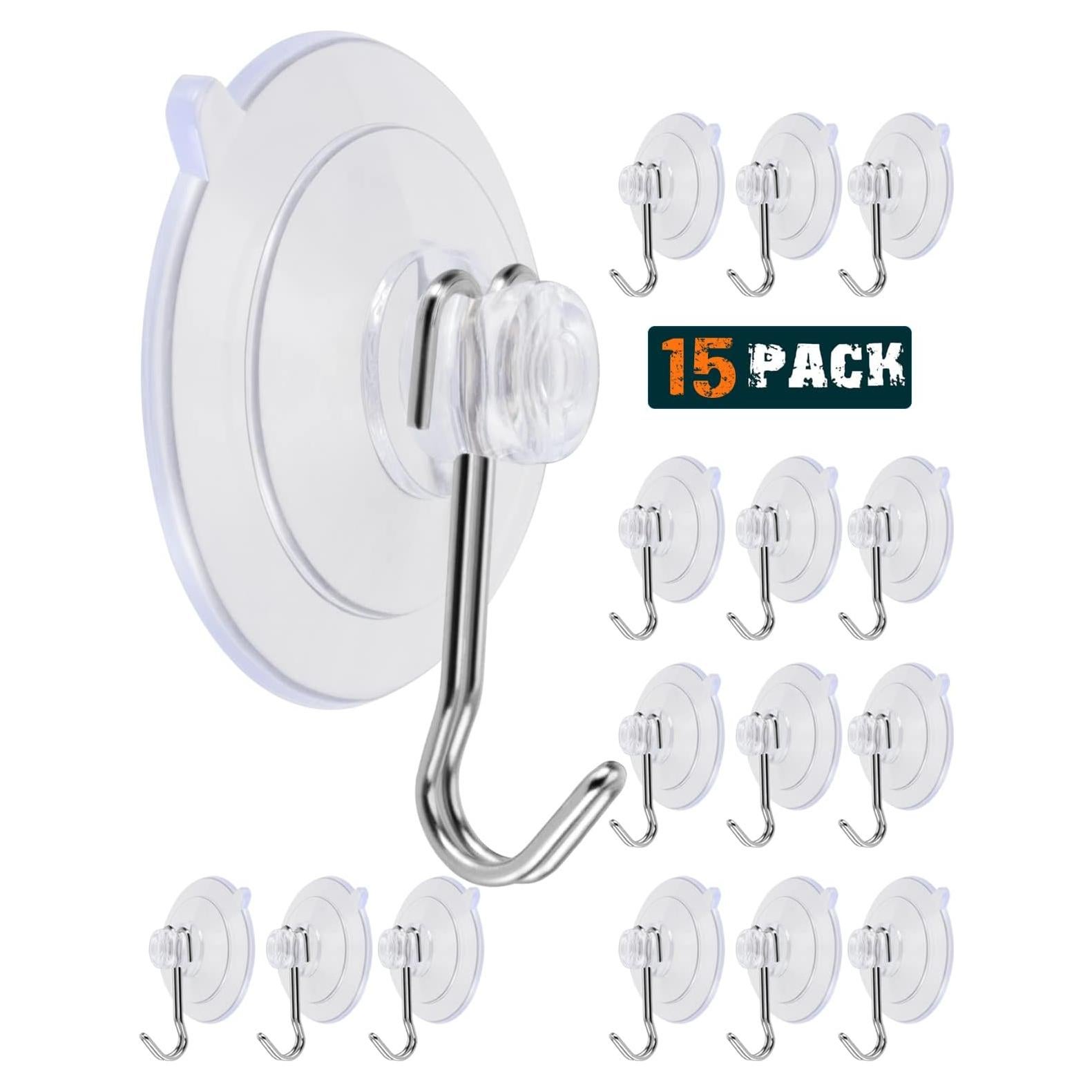 Ganchos de Ventosa LUPYJI, PVC Transparente, Paquete de 15