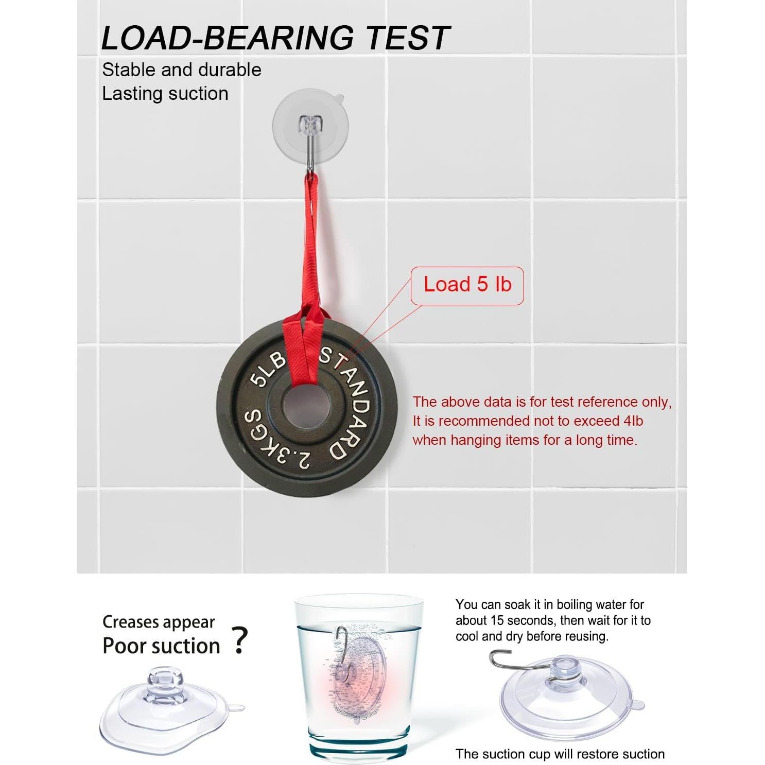 Ganchos de Ventosa LUPYJI, PVC Transparente, Paquete de 15