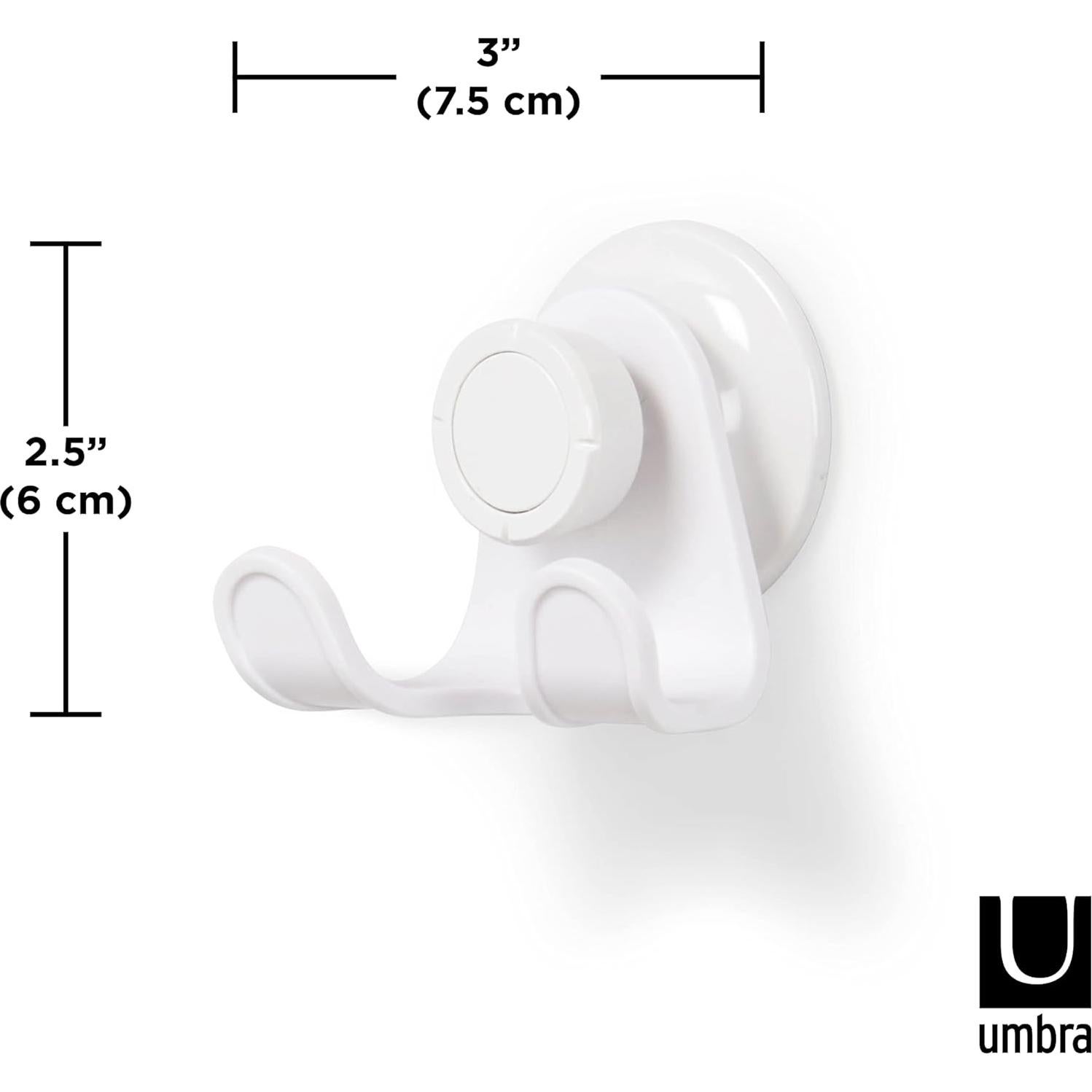 Gancho Doble para Ducha Umbra Flex Gel-Lock Blanco 6.35 cm