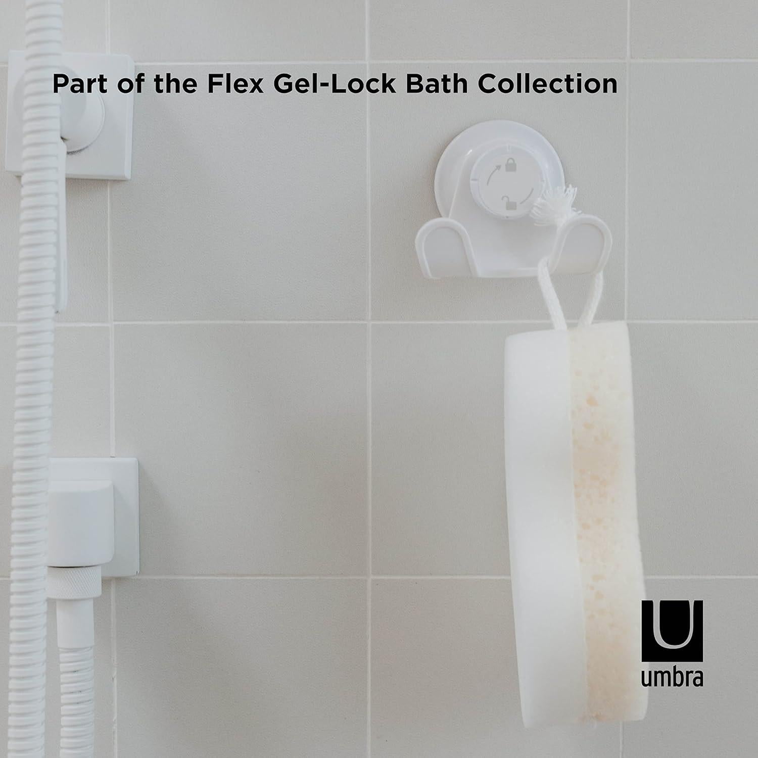 Gancho Doble para Ducha Umbra Flex Gel-Lock Blanco 6.35 cm