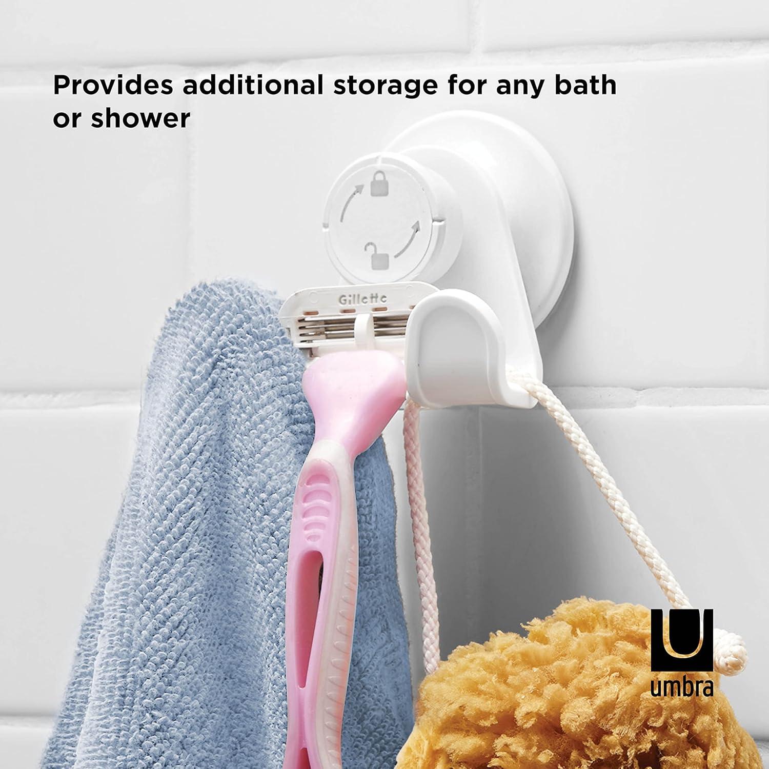 Gancho Doble para Ducha Umbra Flex Gel-Lock Blanco 6.35 cm