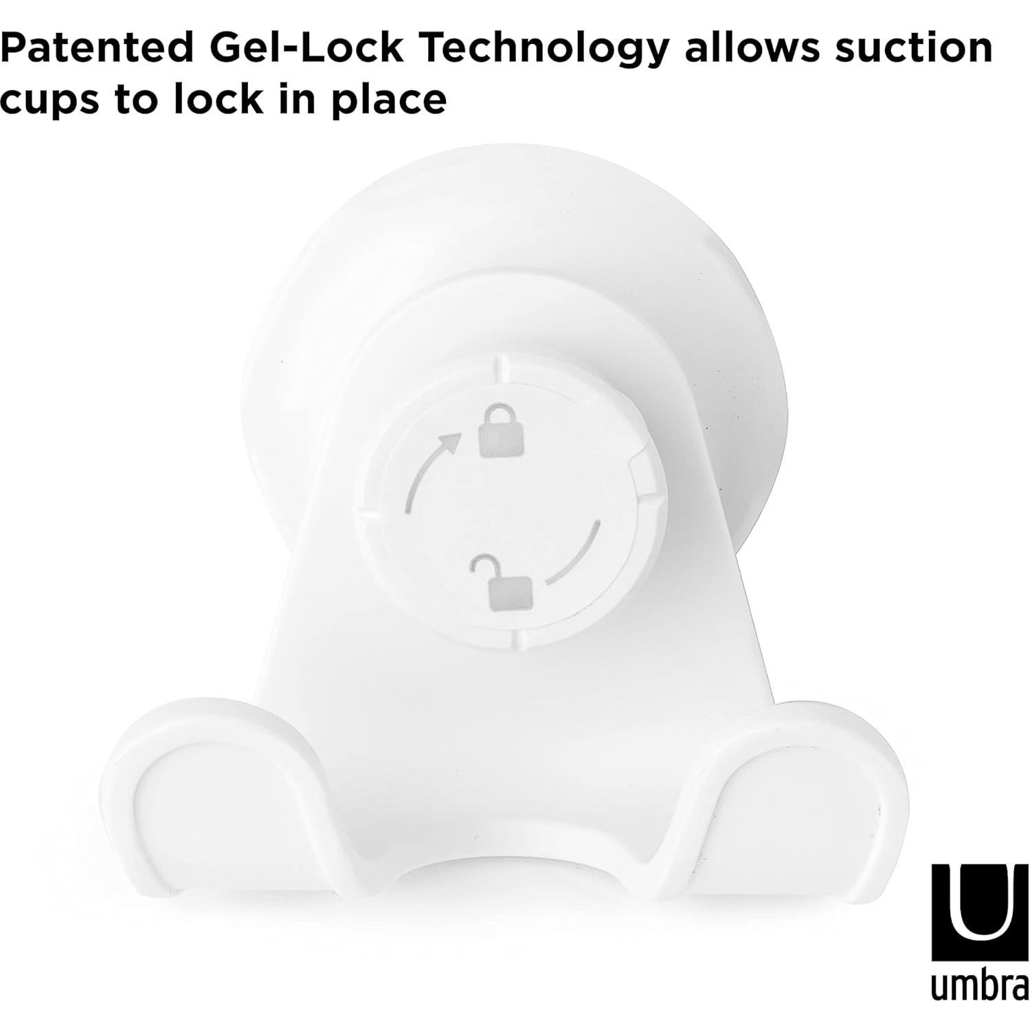 Gancho Doble para Ducha Umbra Flex Gel-Lock Blanco 6.35 cm