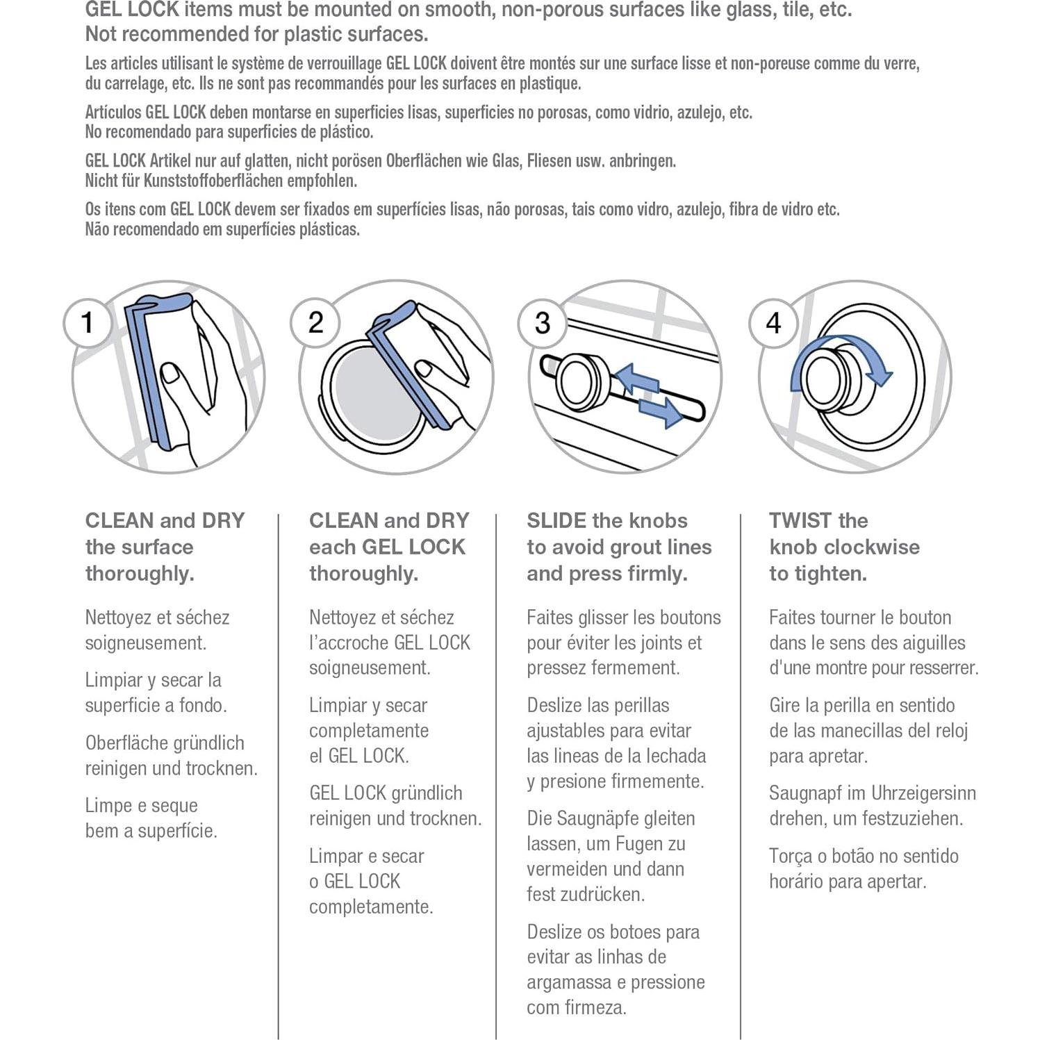 Gancho Doble para Ducha Umbra Flex Gel-Lock Blanco 6.35 cm