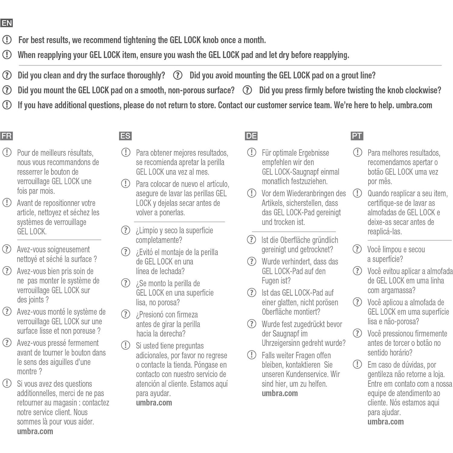 Gancho Doble para Ducha Umbra Flex Gel-Lock Blanco 6.35 cm