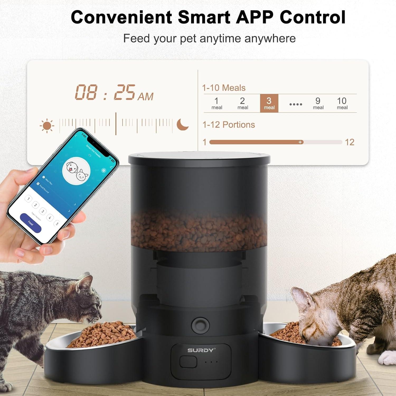 Comedero Automático SURDY para Gatos 3L WiFi Control APP