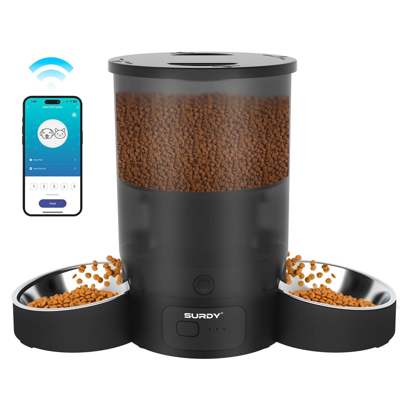 Comedero Automático SURDY para Gatos 3L WiFi Doble Alimentación