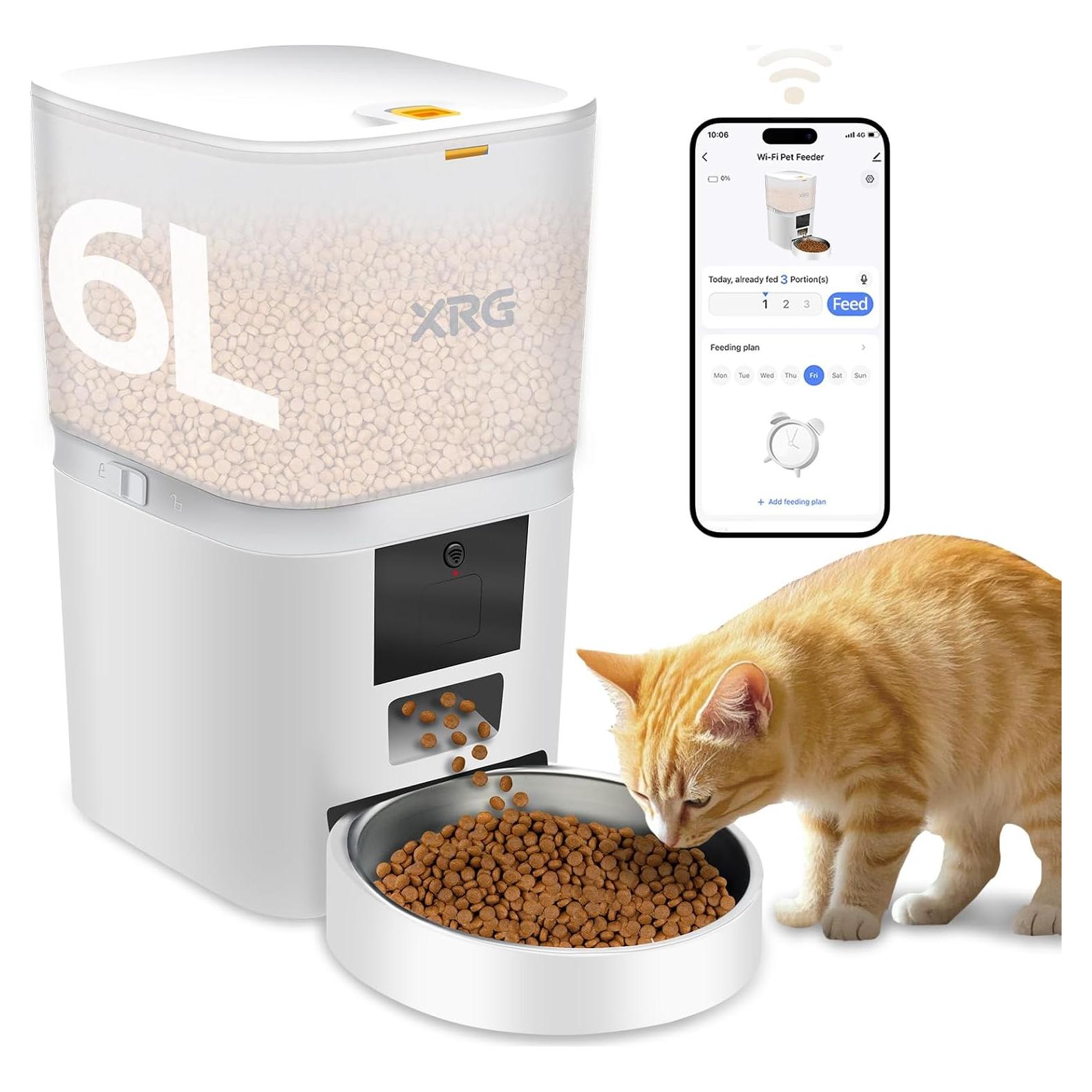 Comedero Automático WiFi XRG 6L para Gatos y Perros Blanco