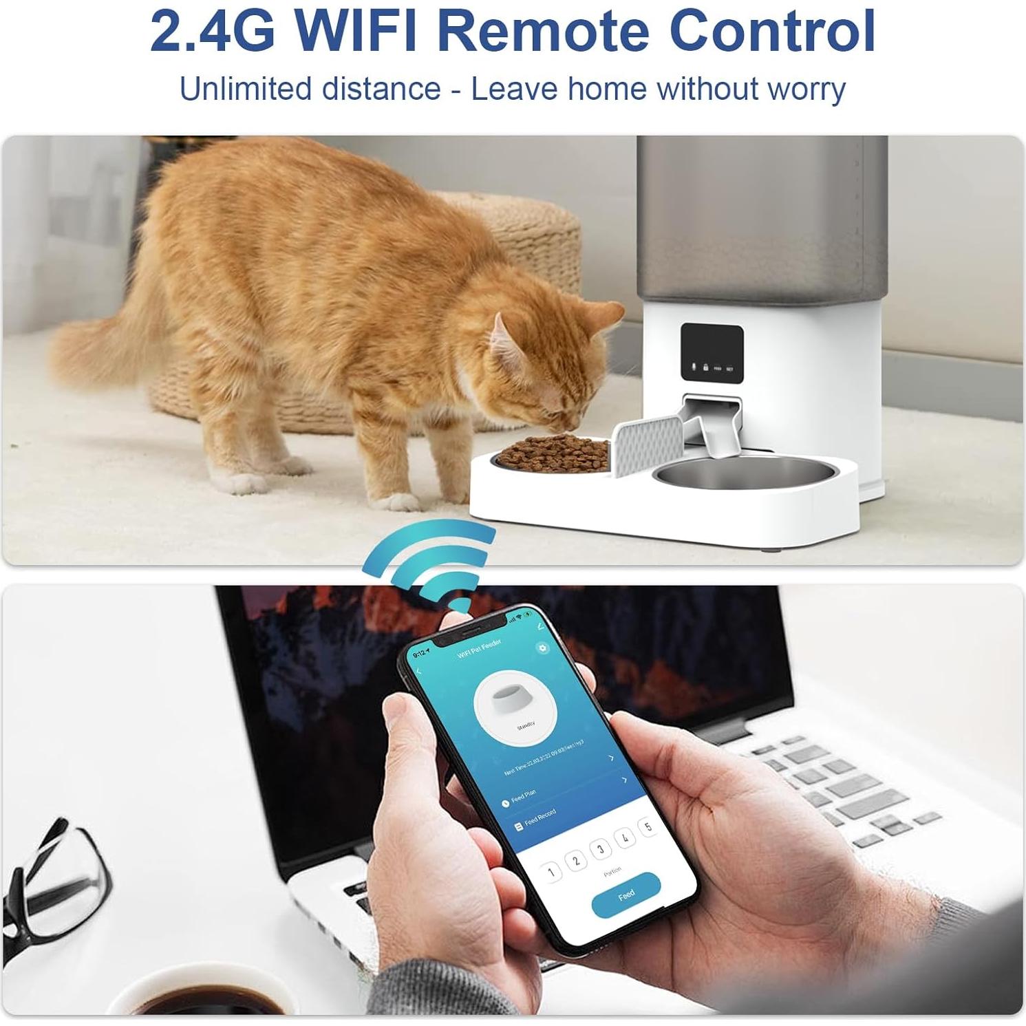Comedero Automático para Gatos SUITCHI 6L WiFi Doble Plato