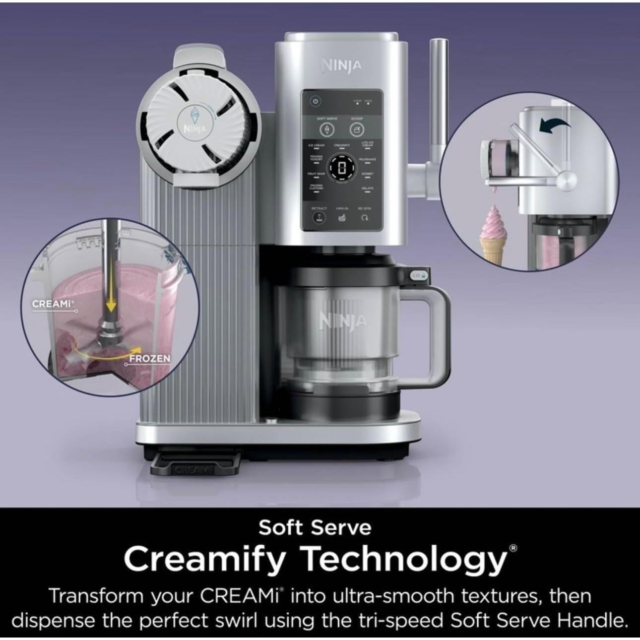 Ninja Swirl by CREAMi Ice Cream and Soft Serve Maker, Sorbet, Frozen Yogurt, Low Calories Program & More, 13 in 1, Soft Serve Handle, (2) CREAMi Swirl 16oz Pints, For Kids & ALL ages (NC701)