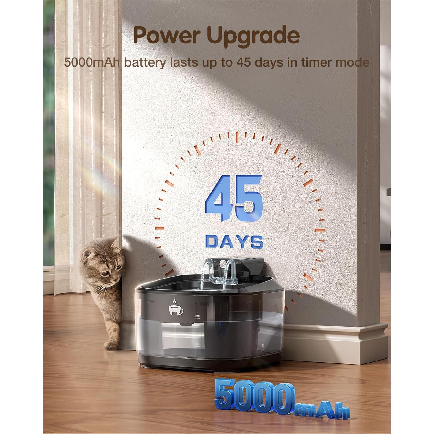 Fuente de Agua Inalámbrica OPOWO 3.2L para Gatos con Batería