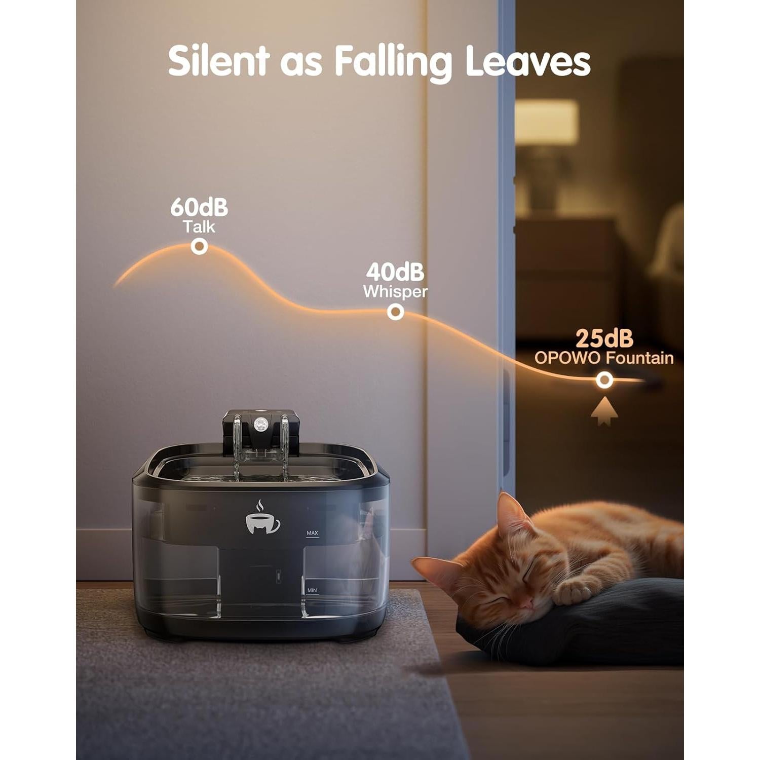 Fuente de Agua Inalámbrica OPOWO 3.2L para Gatos con Batería