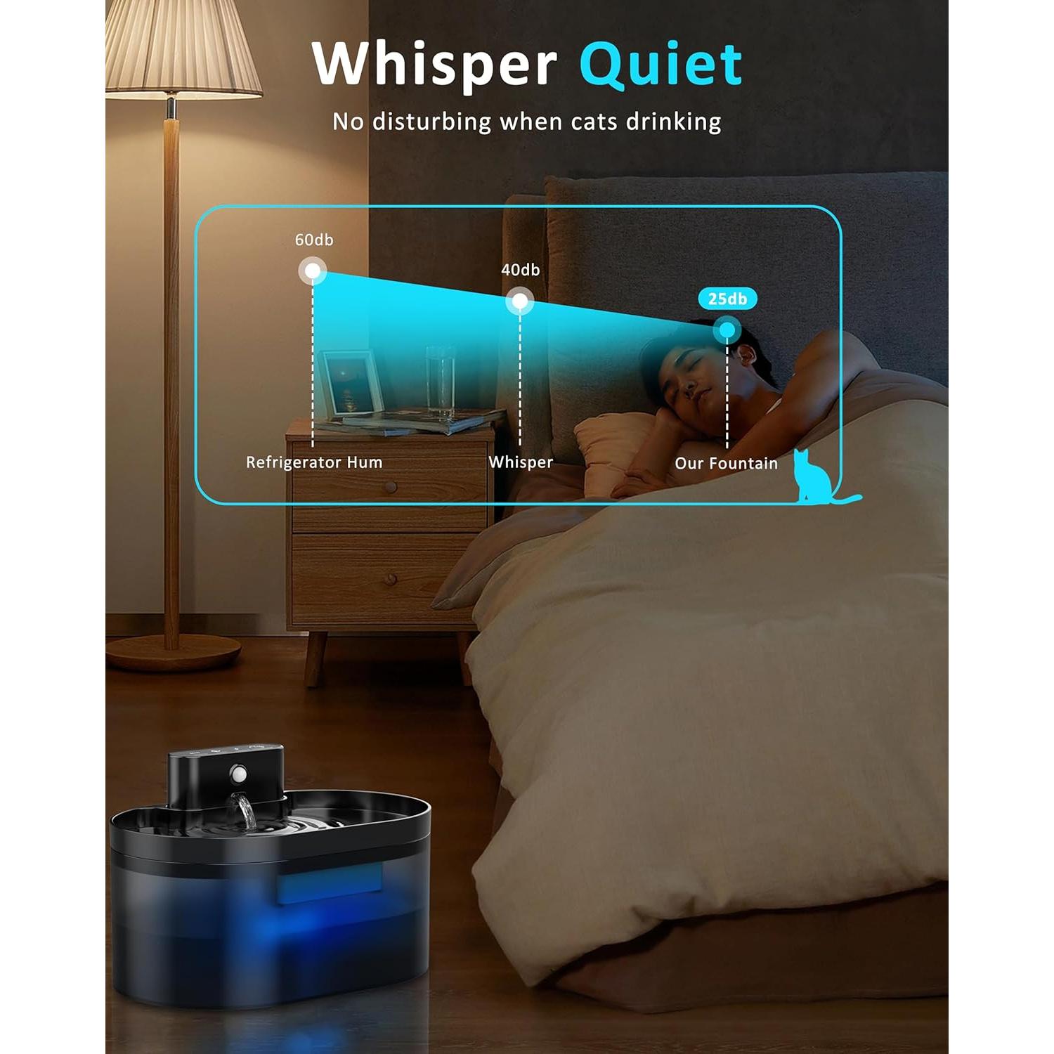 Fuente de Agua Inalámbrica PEKTACO para Gatos 2L con Sensor