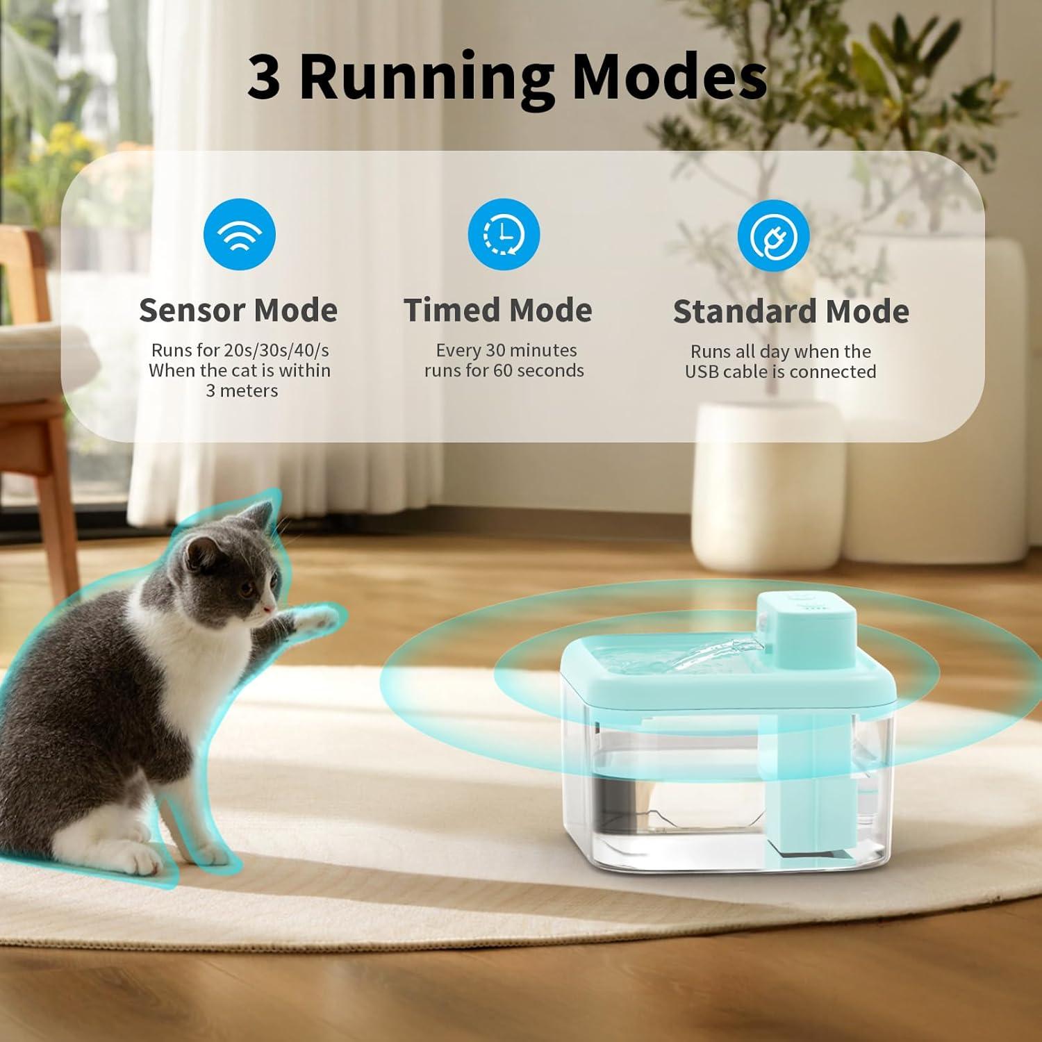 Fuente de Agua para Gatos Feycig 2L Inalámbrica Azul