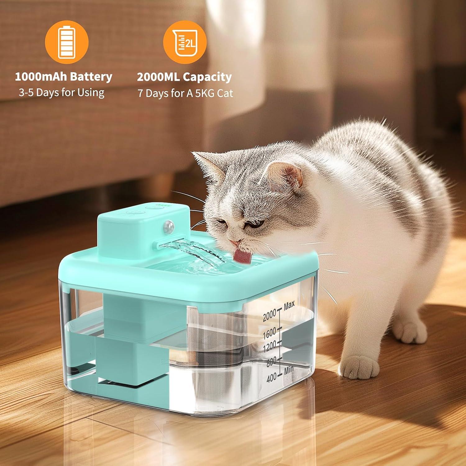 Fuente de Agua para Gatos Feycig 2L Inalámbrica Azul