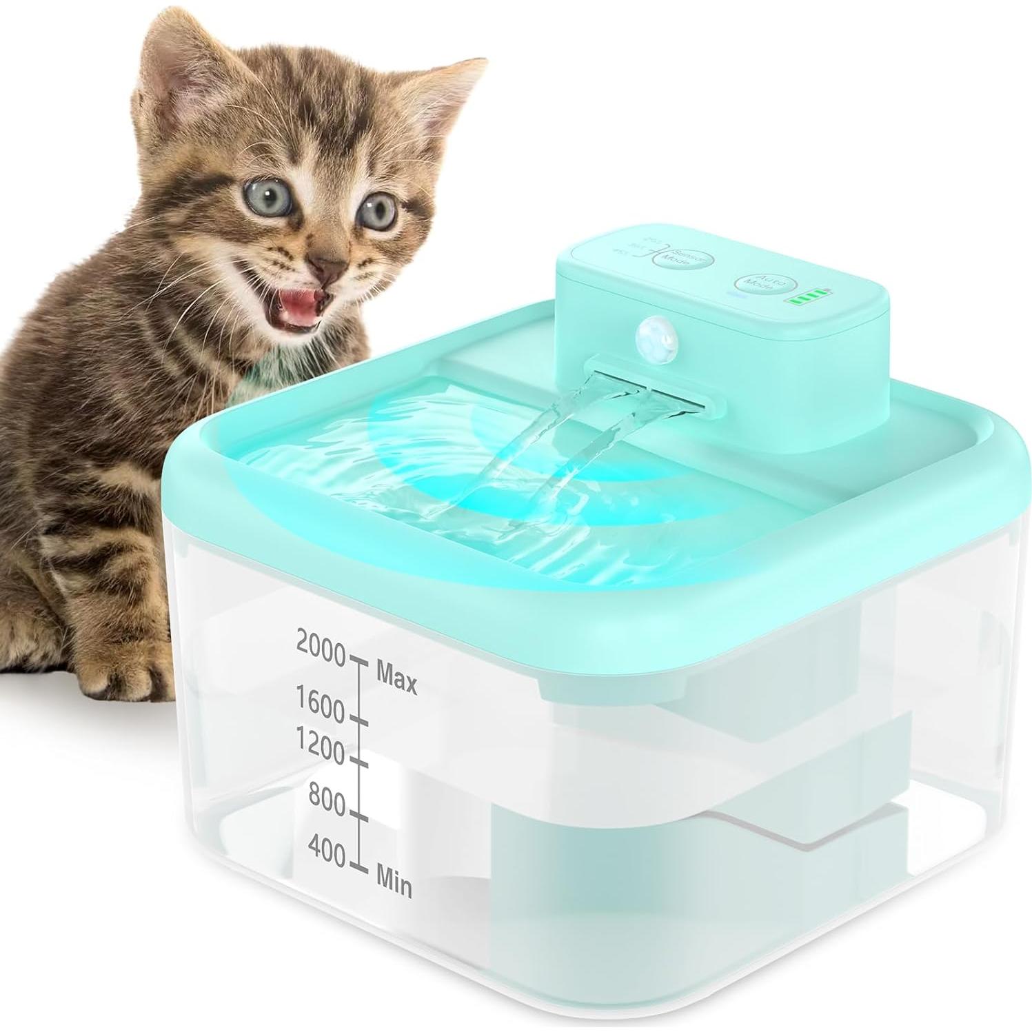 Fuente de Agua para Gatos Feycig 2L Inalámbrica Azul