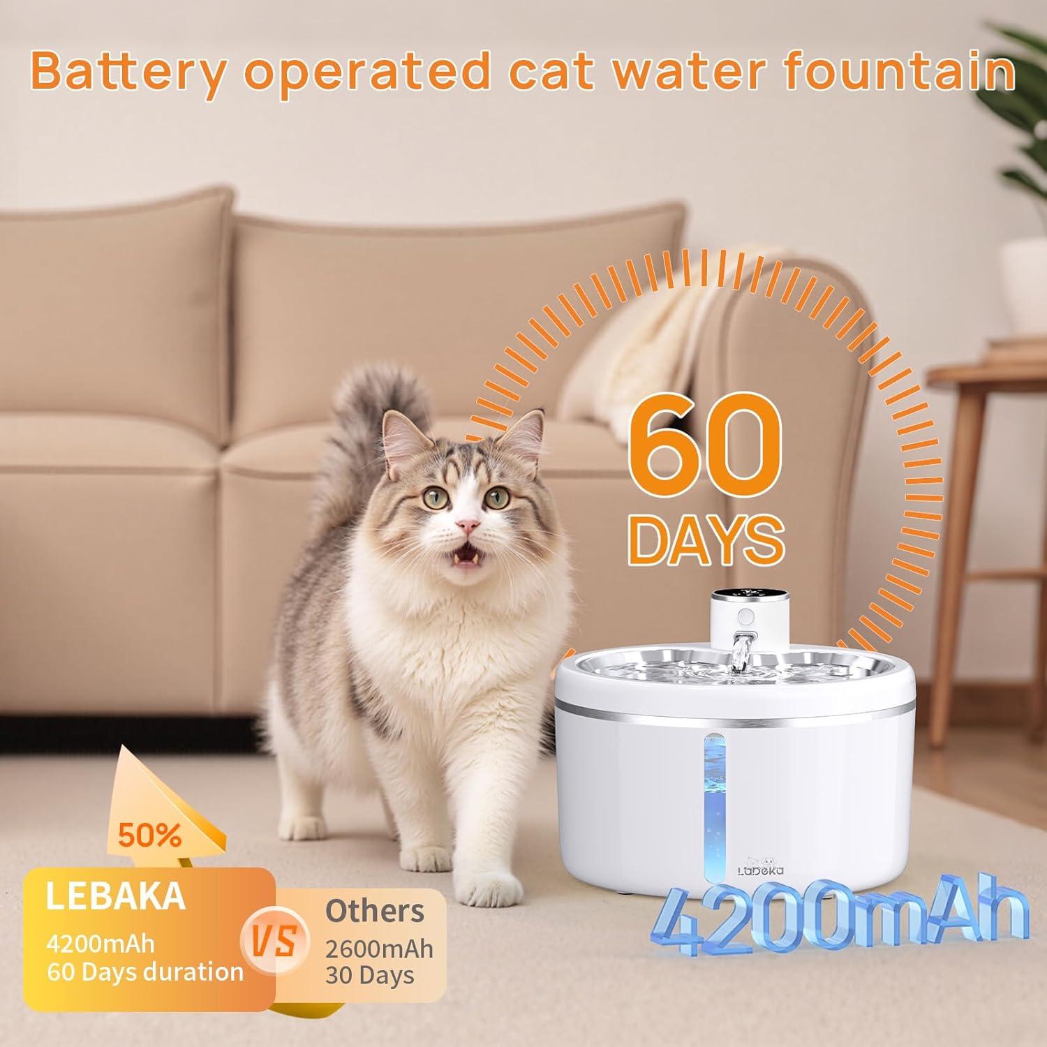 Fuente de Agua Inalámbrica LABEKA 3L para Gatos y Perros