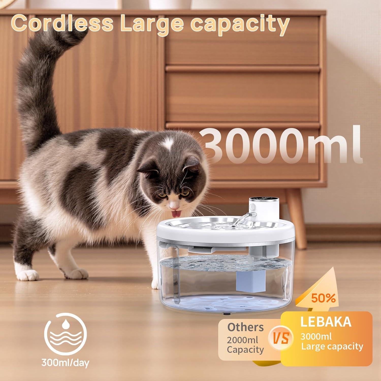 Fuente de Agua Inalámbrica LABEKA 3L para Gatos y Perros