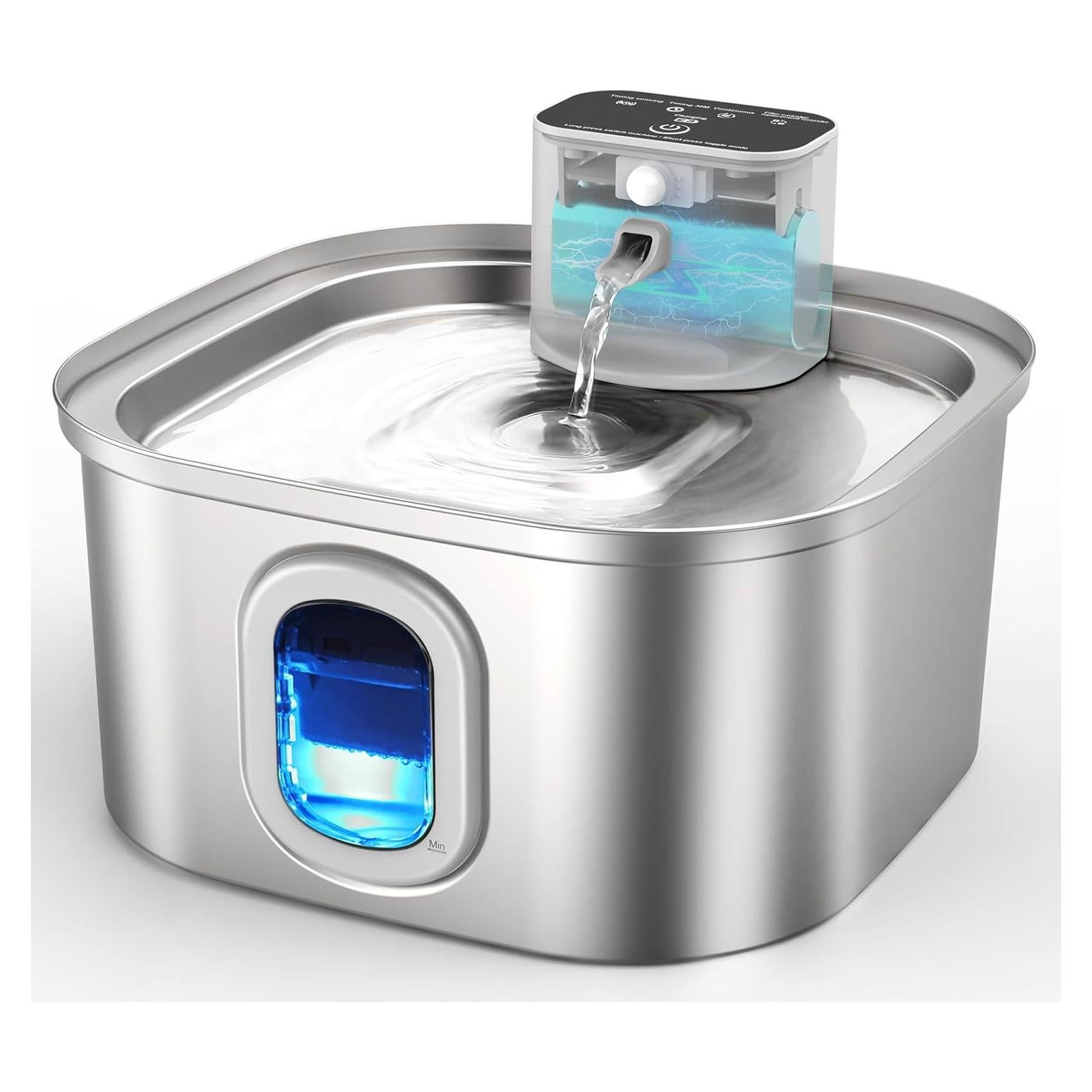 Fuente de Agua Inalámbrica para Gatos 3.2L Acero Inoxidable