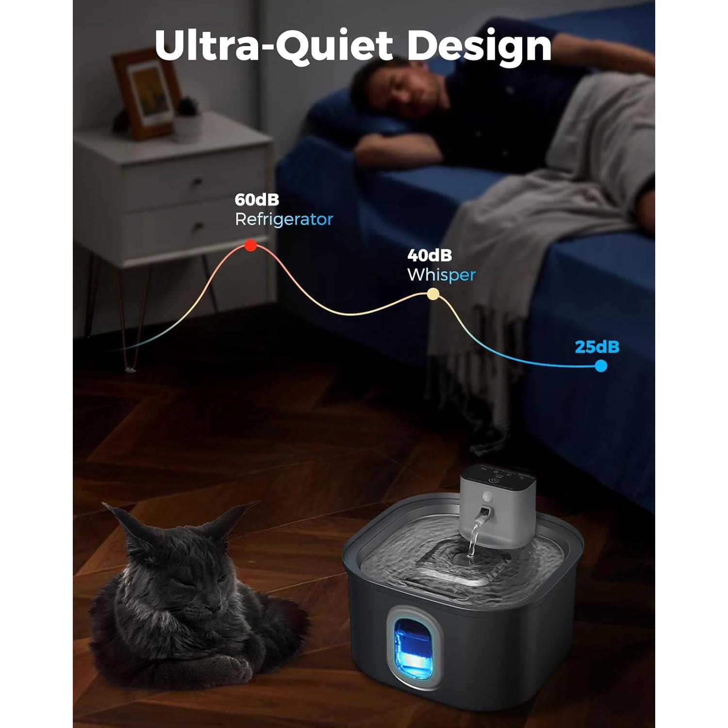 Fuente de Agua Inalámbrica para Gatos 3.2L Acero Inoxidable