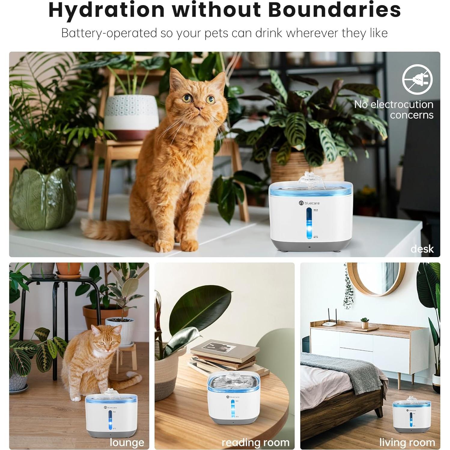 Fuente de Agua Inalámbrica Bluecare 3L para Gatos y Perros