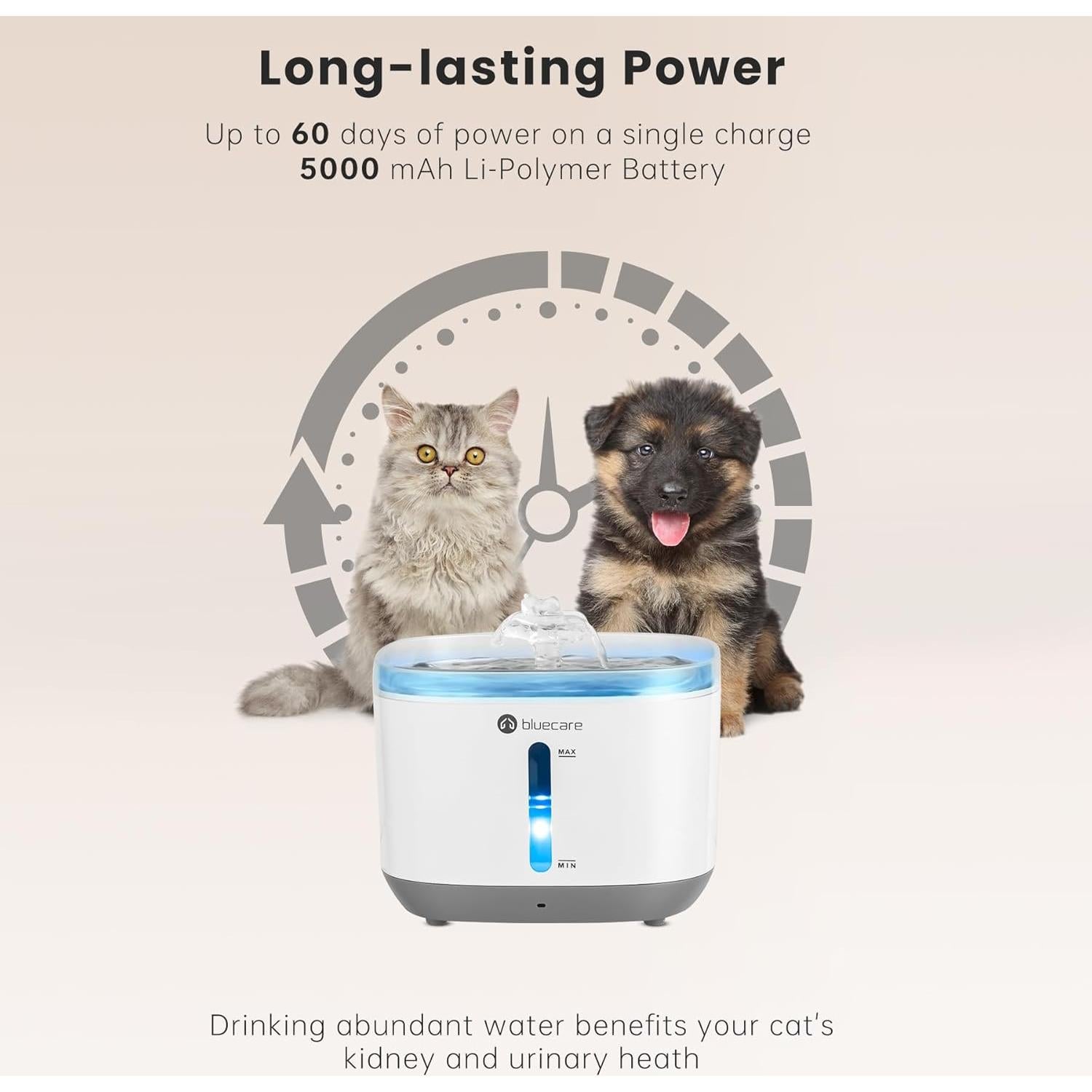 Fuente de Agua Inalámbrica Bluecare 3L para Gatos y Perros