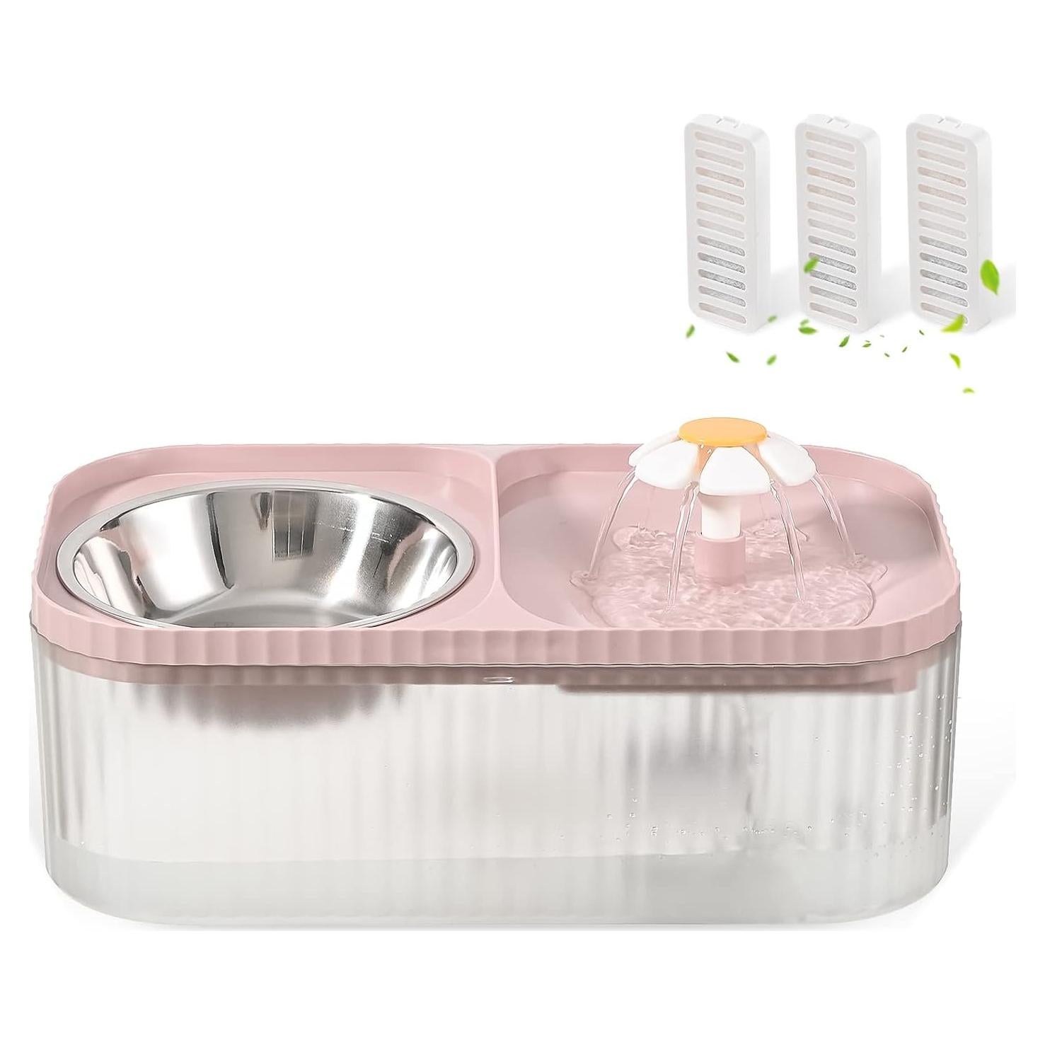 Fuente de Agua para Gatos y Perros JEERAMIA 3L Rosa Silenciosa