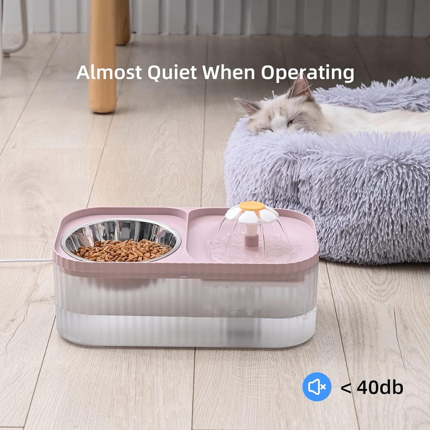 Fuente de Agua para Gatos y Perros JEERAMIA 3L Rosa Silenciosa