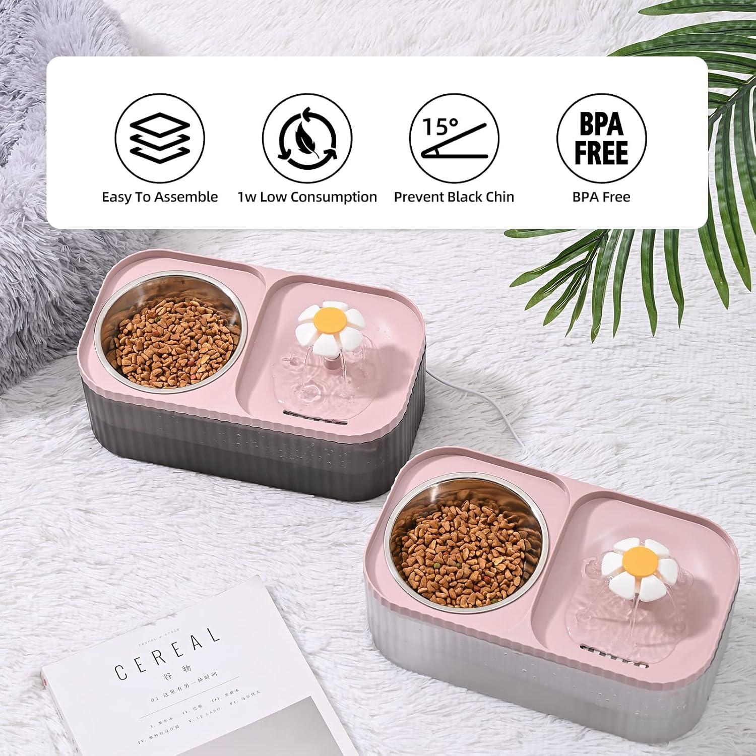 Fuente de Agua para Gatos y Perros JEERAMIA 3L Rosa Silenciosa