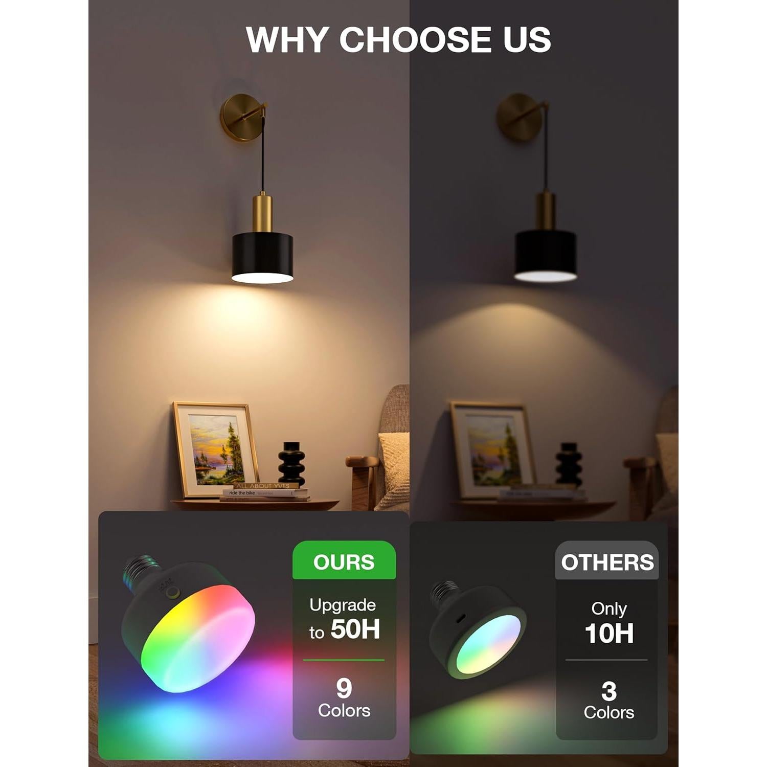 Conjunto 2 Apliques de Pared Inalámbricos NIORSUN Dorado y Negro