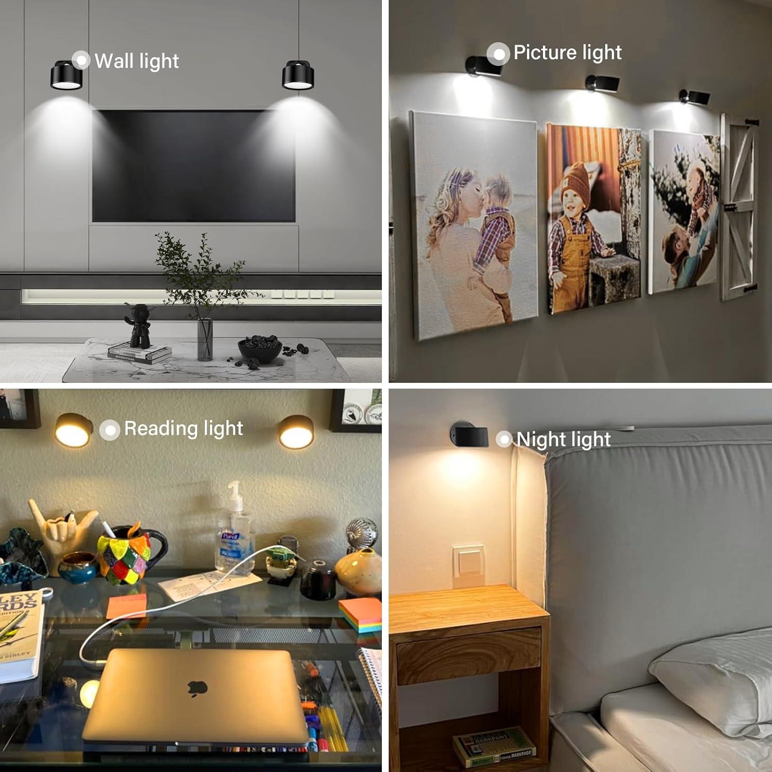 Apliques de Pared LED Recargables VIIVUU - 3 Colores, 10 Niveles