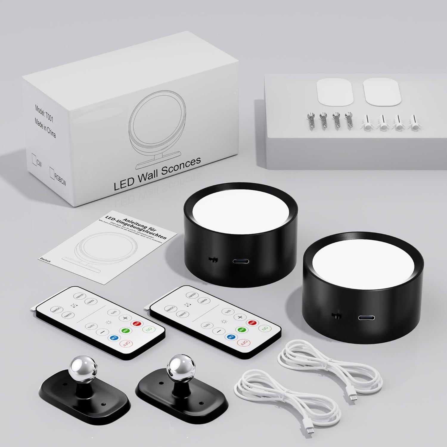 Apliques de Pared LED Recargables VIIVUU - 3 Colores, 10 Niveles