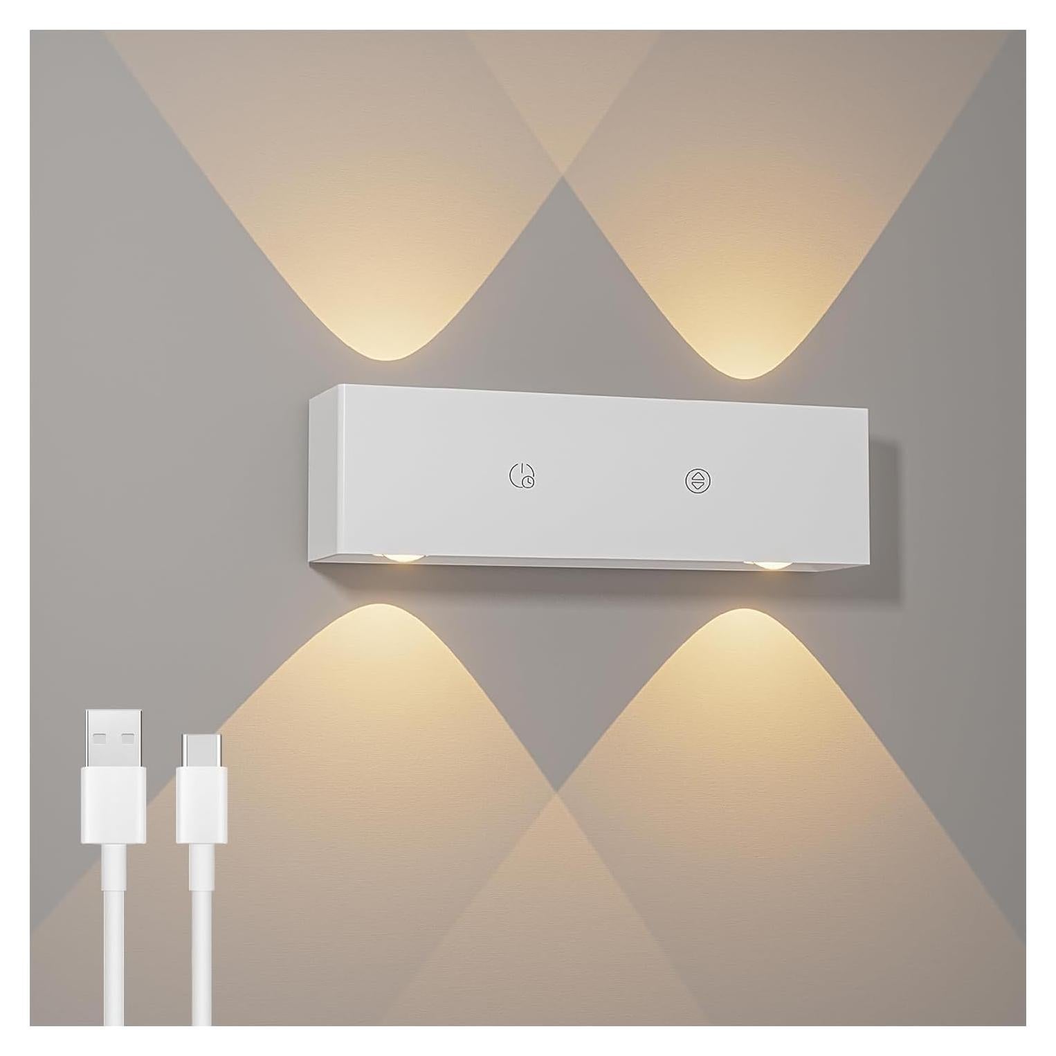 Aplique de Pared LED AKSDA 4 Fuentes Batería Recargable 2700K