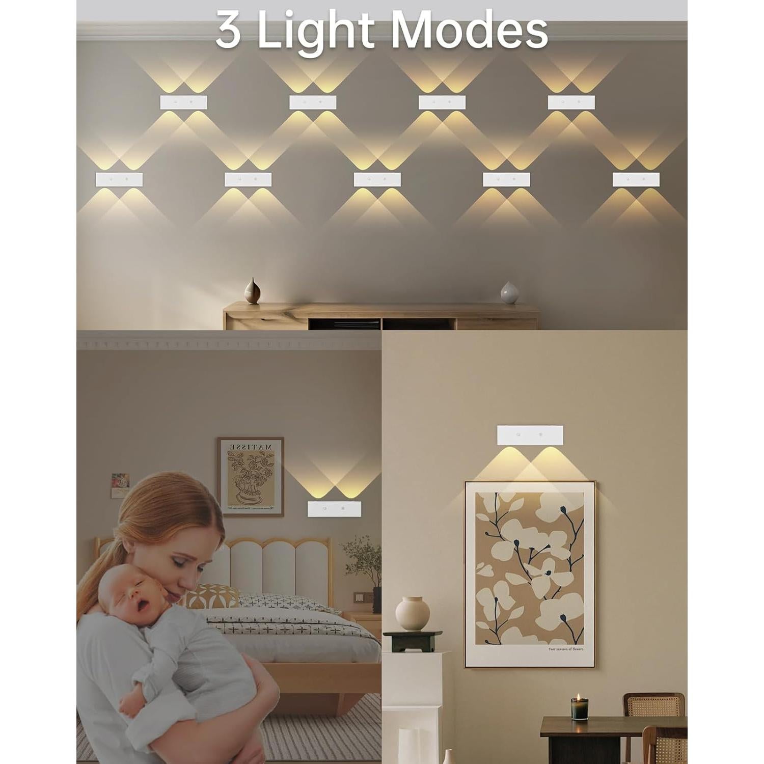 Aplique de Pared LED AKSDA 4 Fuentes Batería Recargable 2700K