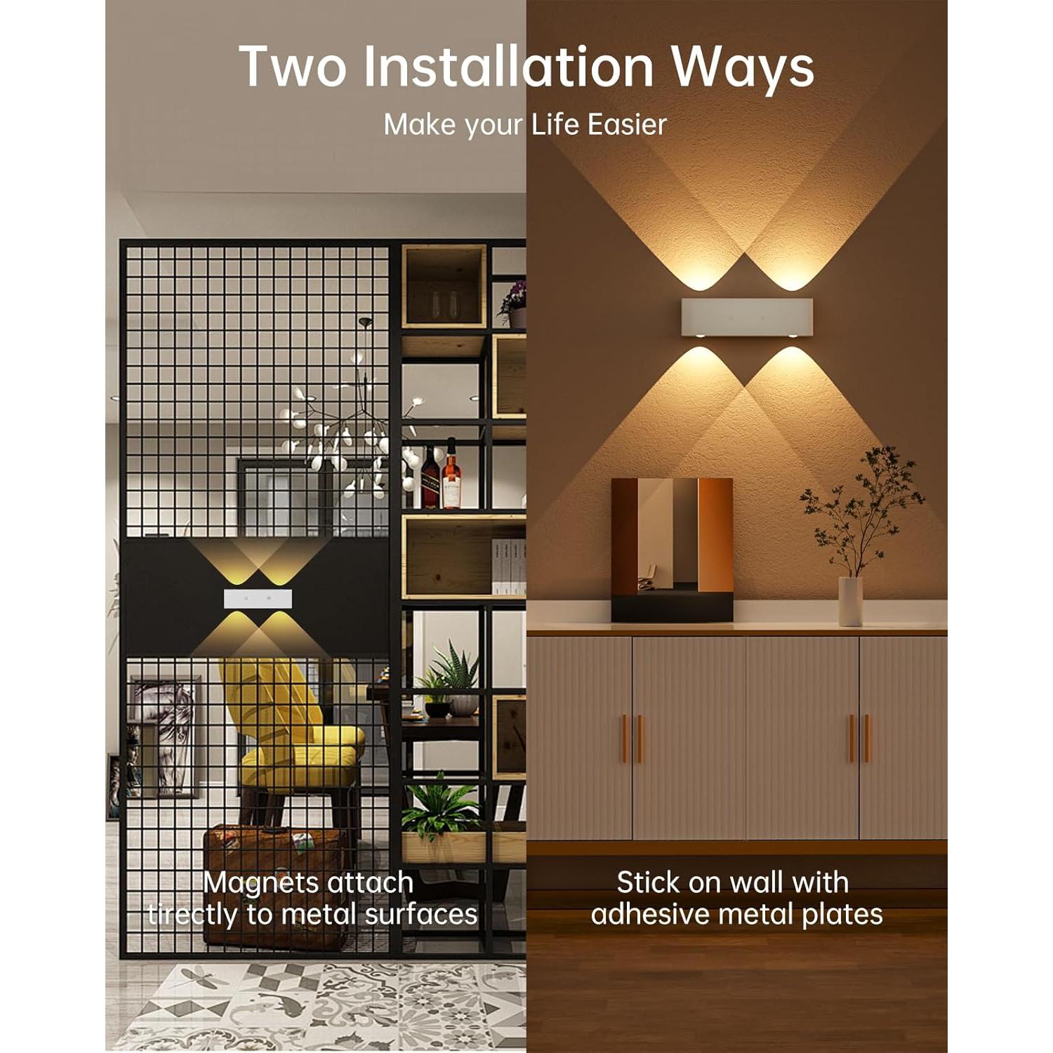 Aplique de Pared LED AKSDA 4 Fuentes Batería Recargable 2700K