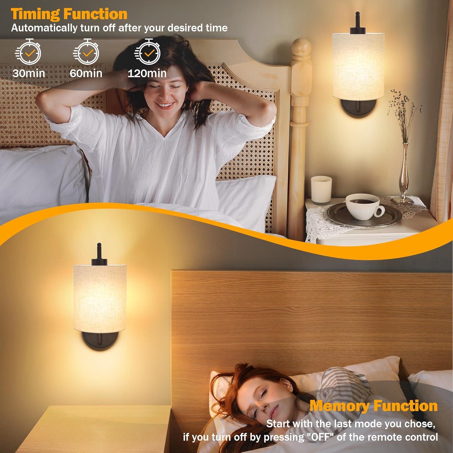 Juego de 2 Apliques de Pared Inalámbricos MATAMEYE Negro