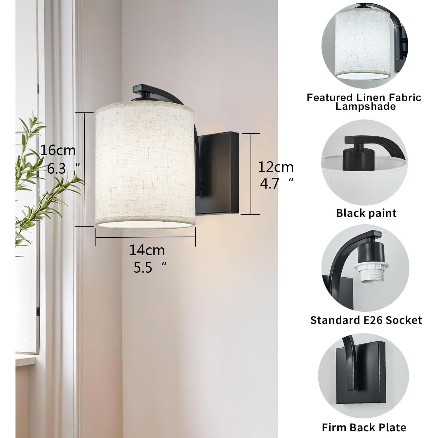 Juego de Apliques de Pared Recargables A1A9 Negro LED 13 Colores