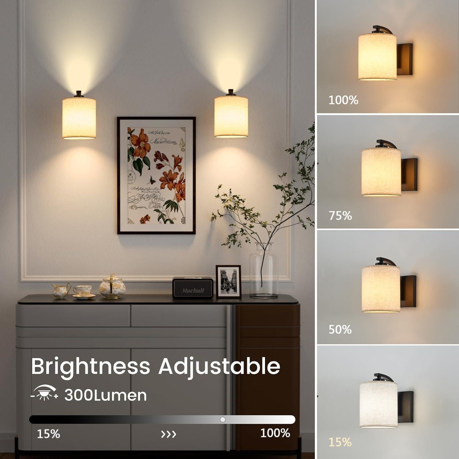 Juego de Apliques de Pared Recargables A1A9 Negro LED 13 Colores