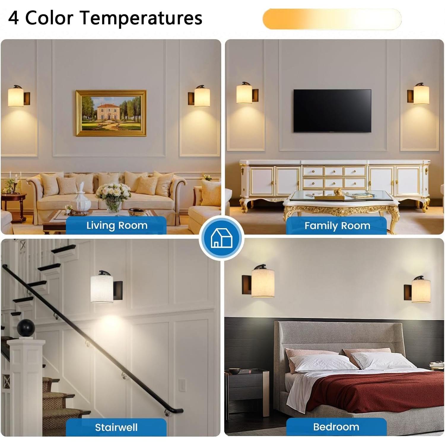 Juego de Apliques de Pared Recargables A1A9 Negro LED 13 Colores