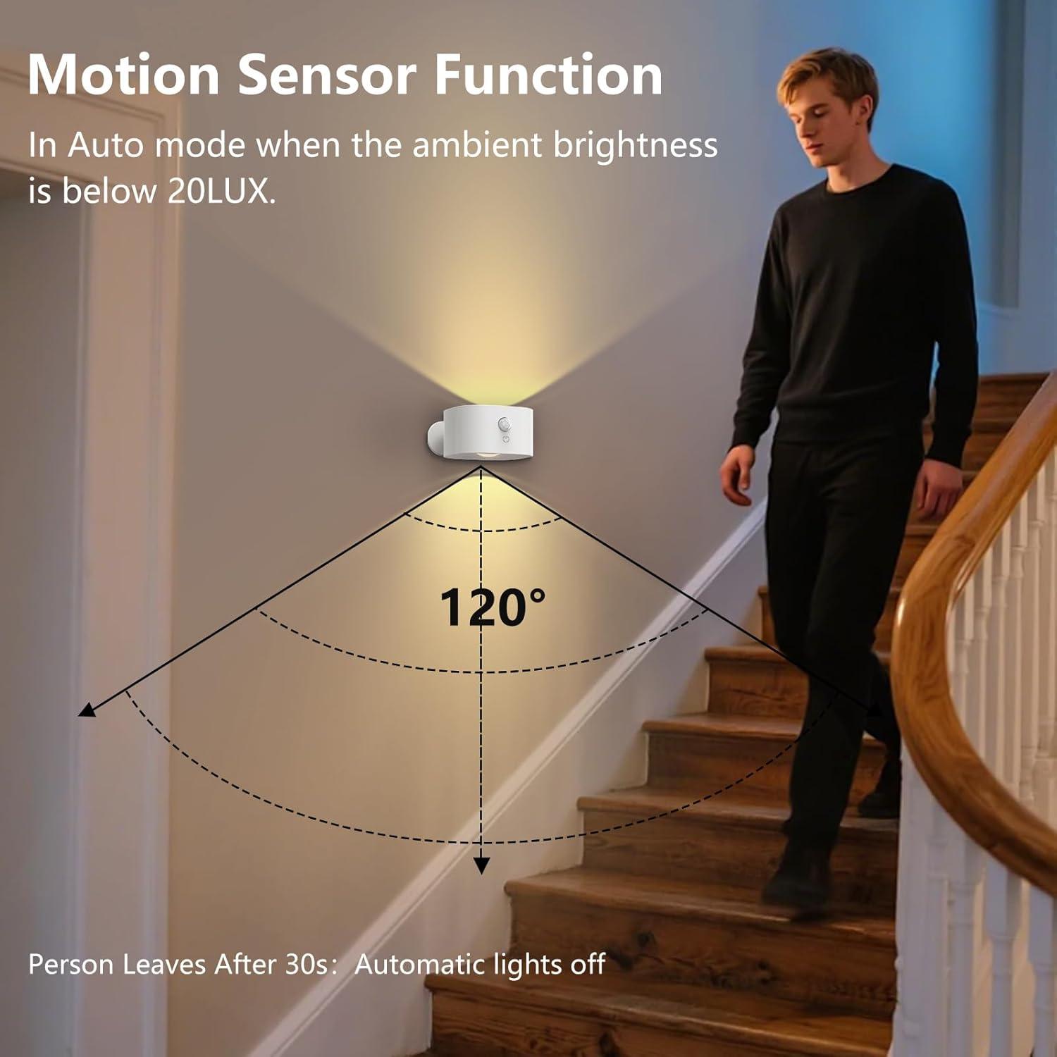 Aplique de Pared LED Deyagoo con Sensor de Movimiento 3000K