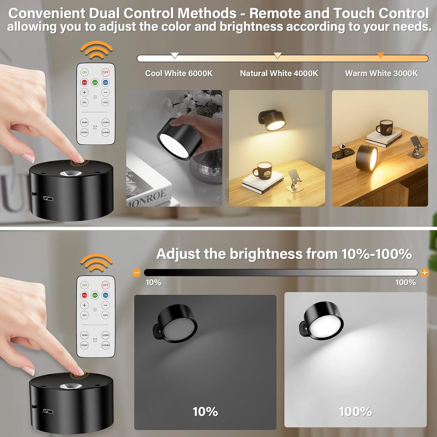 Aplique de Pared LED DUMILOO Recargable con Control Remoto