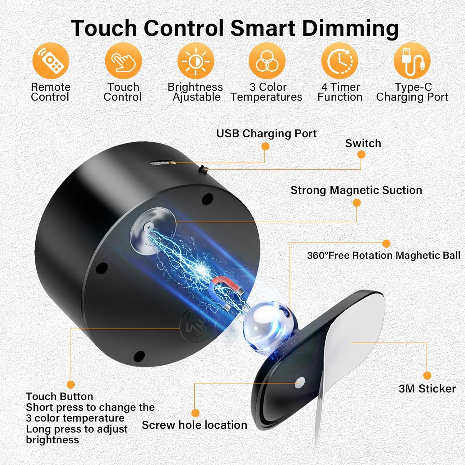 Aplique de Pared LED DUMILOO Recargable con Control Remoto