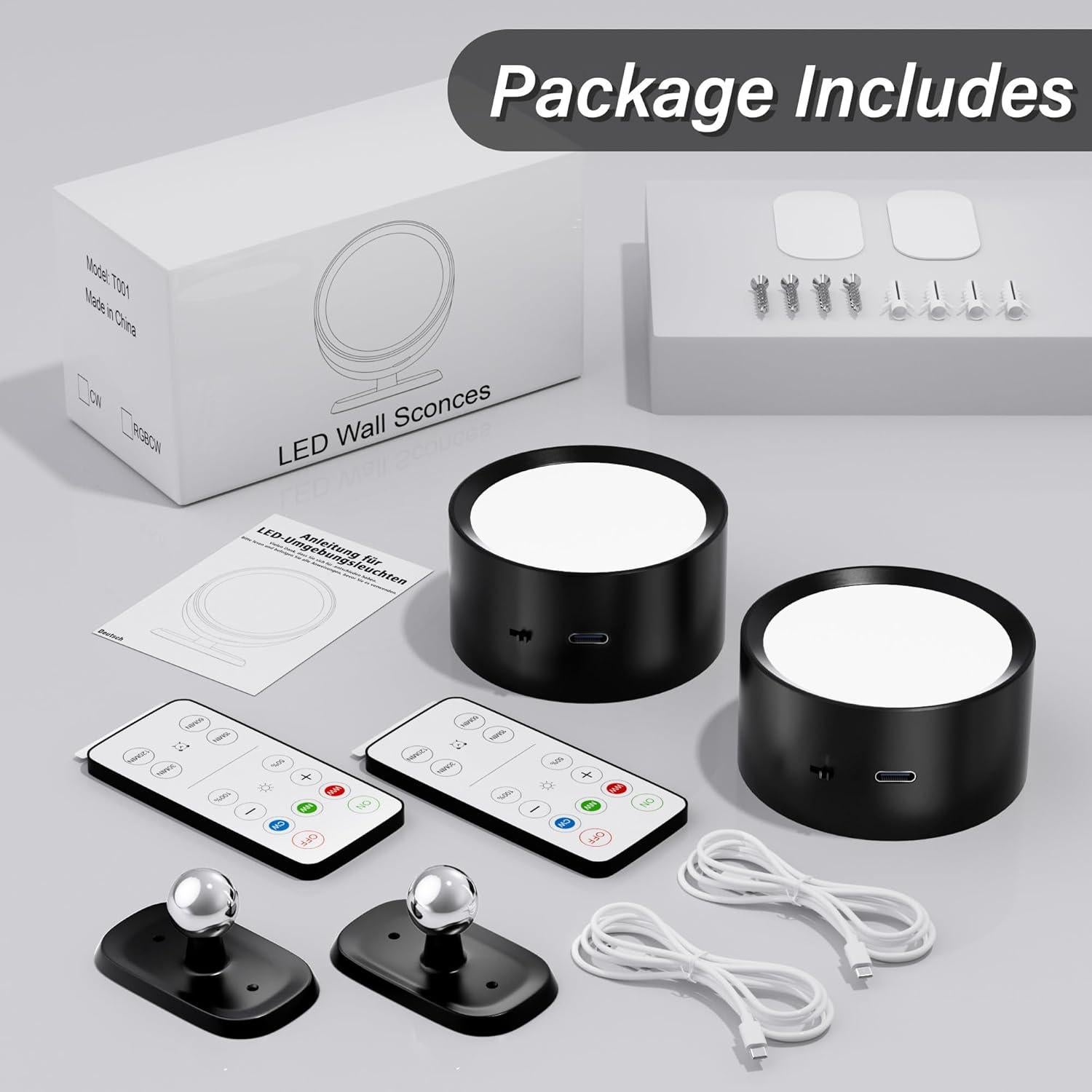 Aplique de Pared LED DUMILOO Recargable con Control Remoto