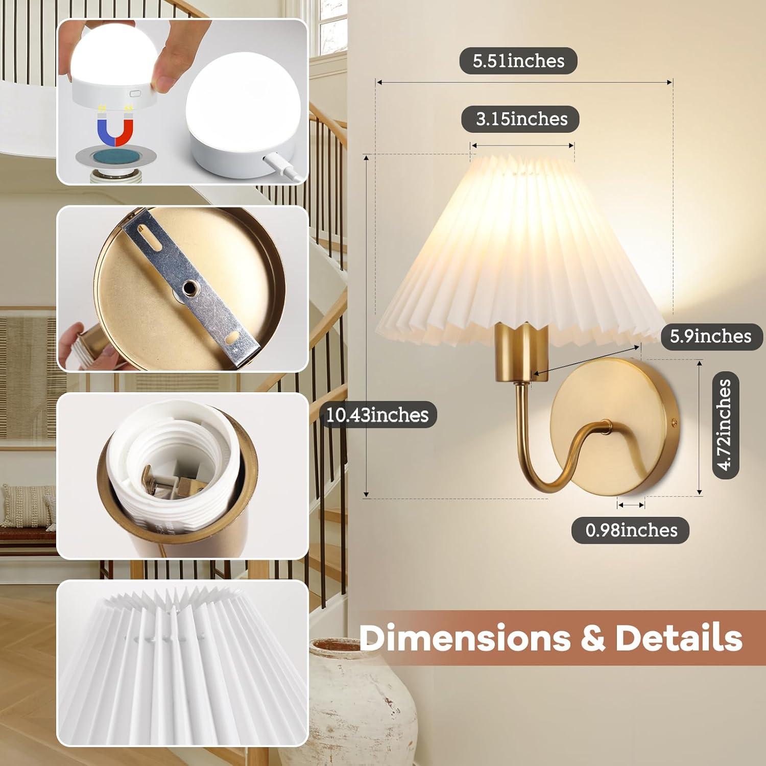 Conjunto de 2 Apliques de Pared KELUOLY Dorados Recargables