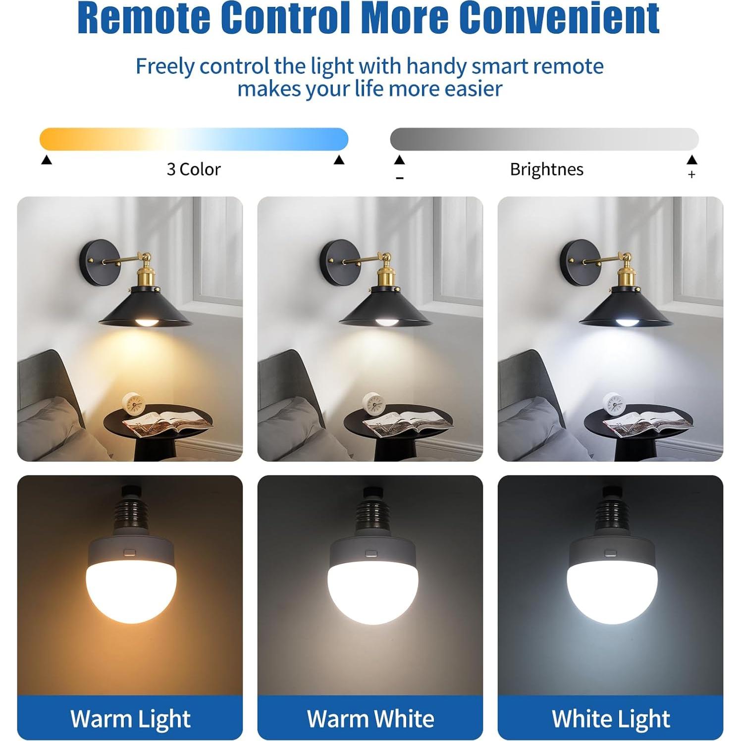 Black & Gold Vintage Rechargeable Battery Operated Wall Sconces, Cordless Battery Powered Led Wall Lights Set of 2, Wall Lamp Fixture Indoor with Remote Control for Bedroom Farmhouse Gallery