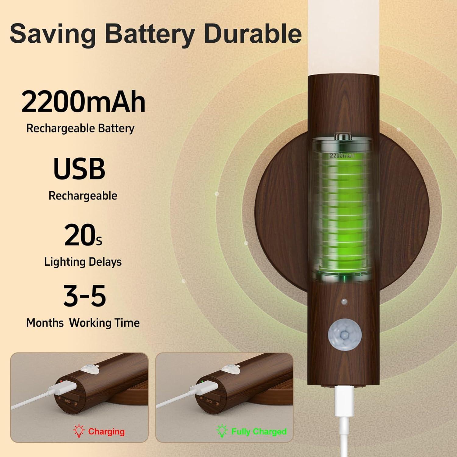 Luces Nocturnas Recargables con Sensor de Movimiento 3000K - 2 Pack