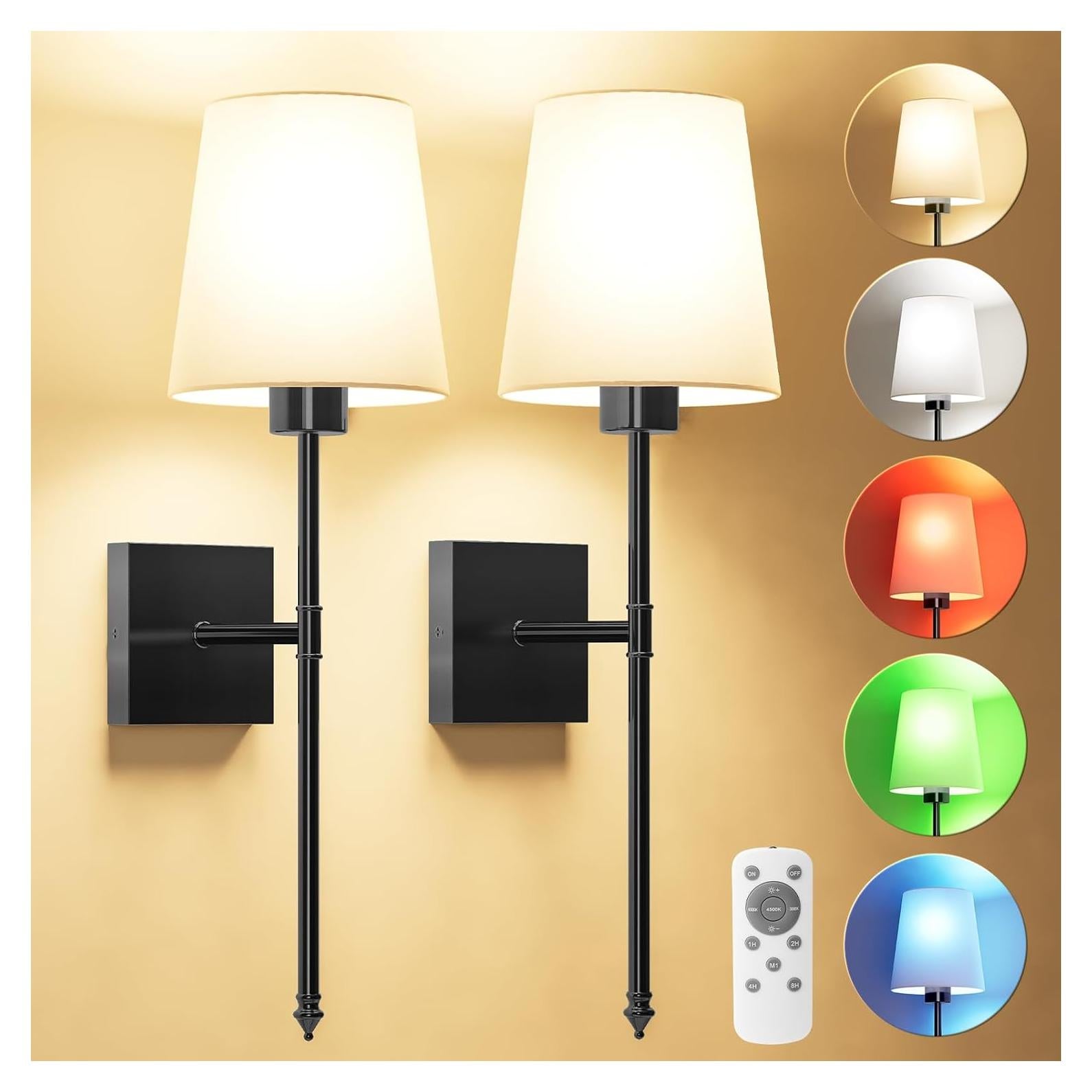 Juego de Apliques de Pared Recargables JOFIOS 2 Unidades Negro